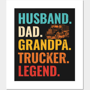 Husband Dad Grandpa Trucker Legend Posters and Art